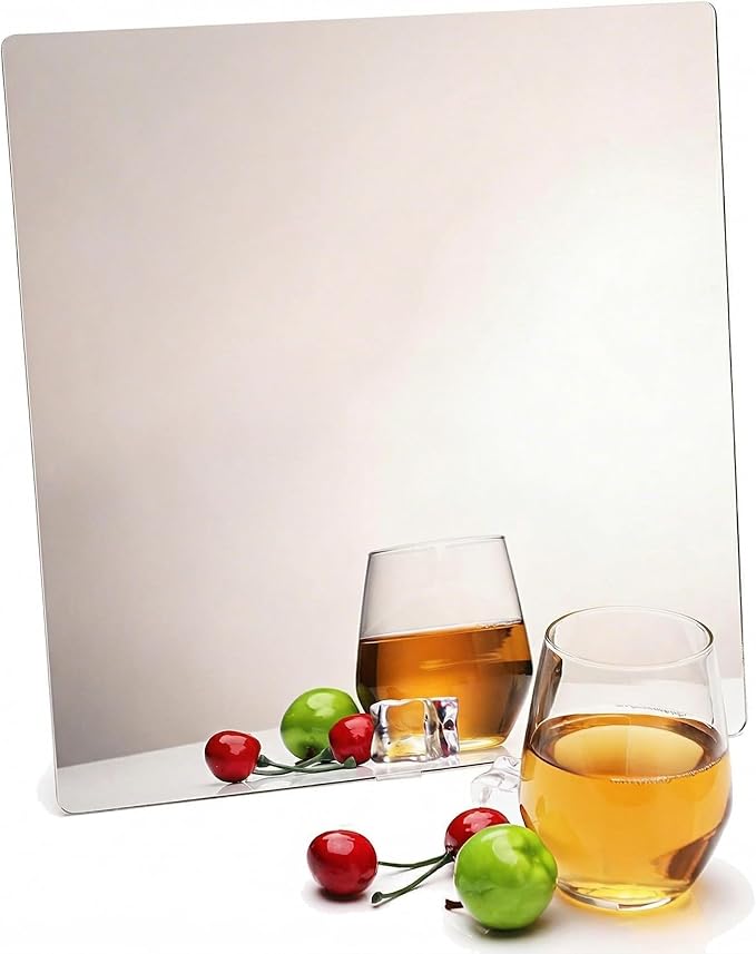 iCAGY Acrylic Mirror for Wall Kids Adults Bedroom Door Closet | Shatterproof, Self-Adhesive, Lightweight, Plastic Mirror Tile Sheet, Reflective, Safe, Plexiglass, 12x12 inch 1 Pcs