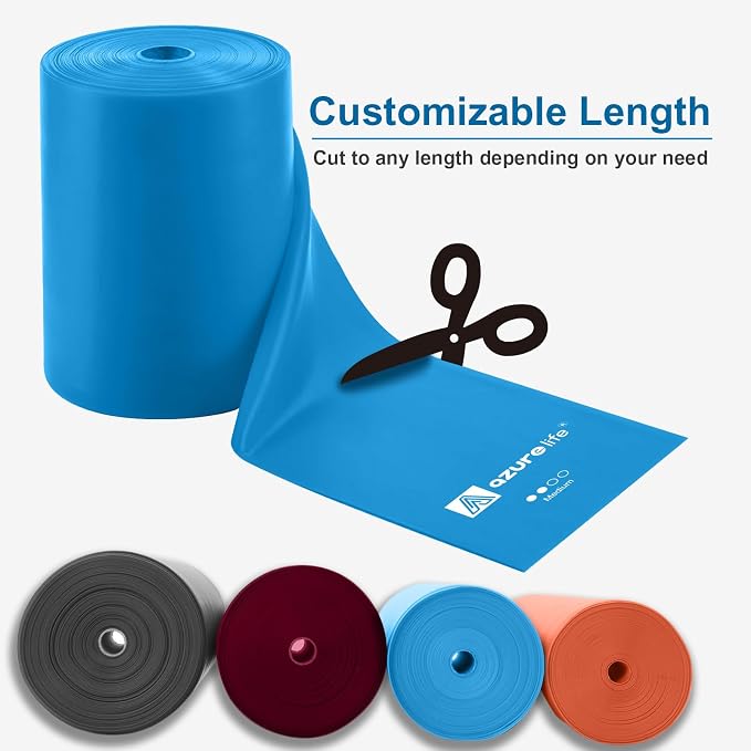 A AZURELIFE Professional Individual Exercise Resistance Bands, Single 5, 6,7 Ft or 8 Yards Elastic Bands, Non-Latex Stretch Bands for PT, Yoga, Pilates, Rehab, at-Home or The Gym Workouts