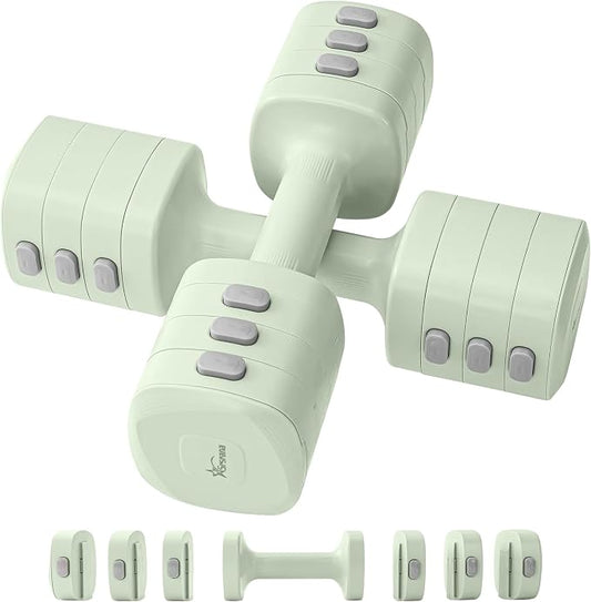 2-in-1 Adjustable Dumbbell & Kettlebell Set for Women (1.1-12.1 lbs), Quick-Change Free Weights for Home Gym, Pilates & Full Body Workout
