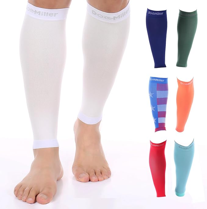 Doc Miller Compression Calf Sleeve for Men & Women, 20-30mmHg | Graduated Support for Running, Shin Splints, Calf Strain, Knee High, Small to 6XL Plus Size