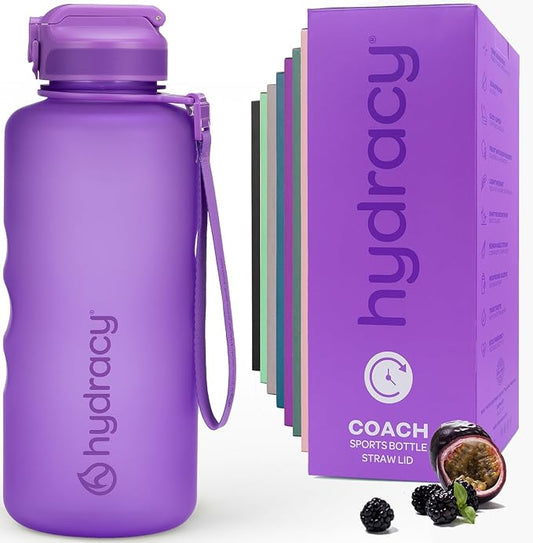 Hydracy 2L Large Water Bottle, Shatterproof, BPA Free Tritan Plastic, Leakproof, Zero Condensation, With Detachable Carry Strap, Spillproof Lid, Convenient Silicon Spout, Recommended for Gym, Yoga | Leakproof,BPA Free,No Sweat Neoprene Sleeve,Carry Str...