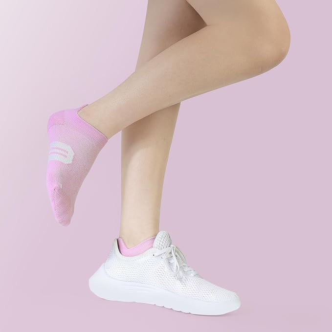 BUDERMMY Womens Ankle Compression Socks with Arch Support Athletic Low cut Running Socks for Women Workout Cushion 5 Pairs