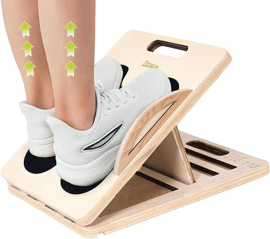 2 in 1 Balance Board & Slant Board for Calf Stretching - Adjustable Incline Board, 300lbs Capacity, Physical Therapy Equipment with Exercise Poster for Legs, Knees, Ankles, Heels