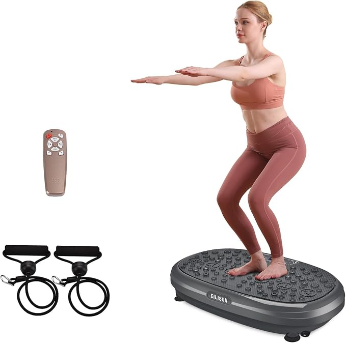FitMaxx 3D XL Vibration Plate Exercise Machine - Whole Body Workout Vibration Platform w/Loop Bands - Lymphatic Drainage Machine for Weight Loss, Shaping, Recovery