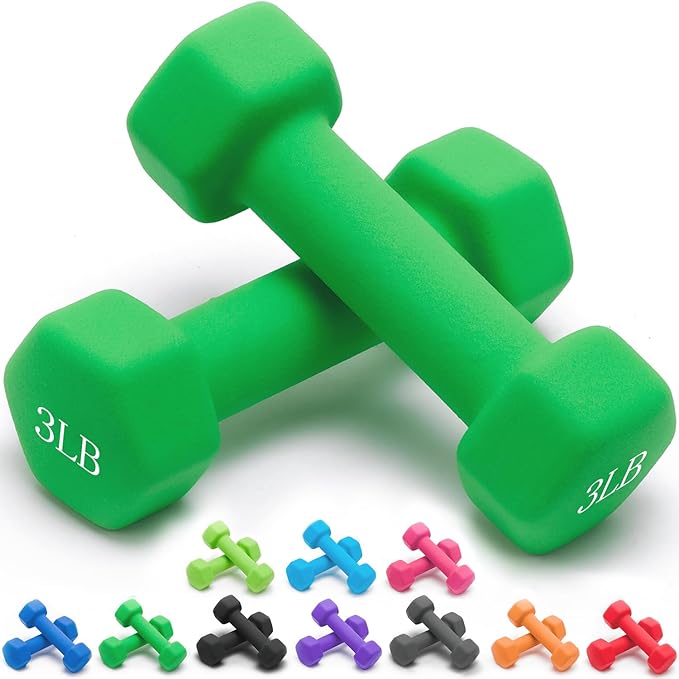 Portzon 8 Colors Options Compatible with Set of 2 Rubber Dumbbell Weight, 5-50 LB, Anti-Slip, Anti-roll, Hex Shape