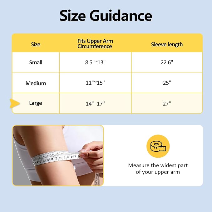 Comfytemp Air Compression Arm Massager for Circulation and Pain Relief, L | Recovery for Tennis Elbow, Edema, Portable Full-Arm Compression Sleeve, Ideal for Men Women (Fits Upper Arm 14"~17")