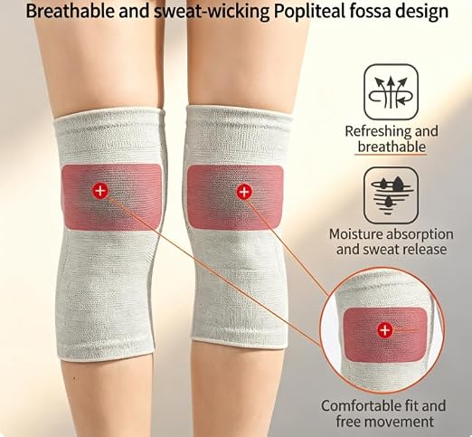 2 PAIRS 4 Pcs Bamboo Charcoal Compression Knee Sleeve Brace | Compression Support, Knee Brace, 2 Pairs Included, Charcoal Infused, Sleeve Design