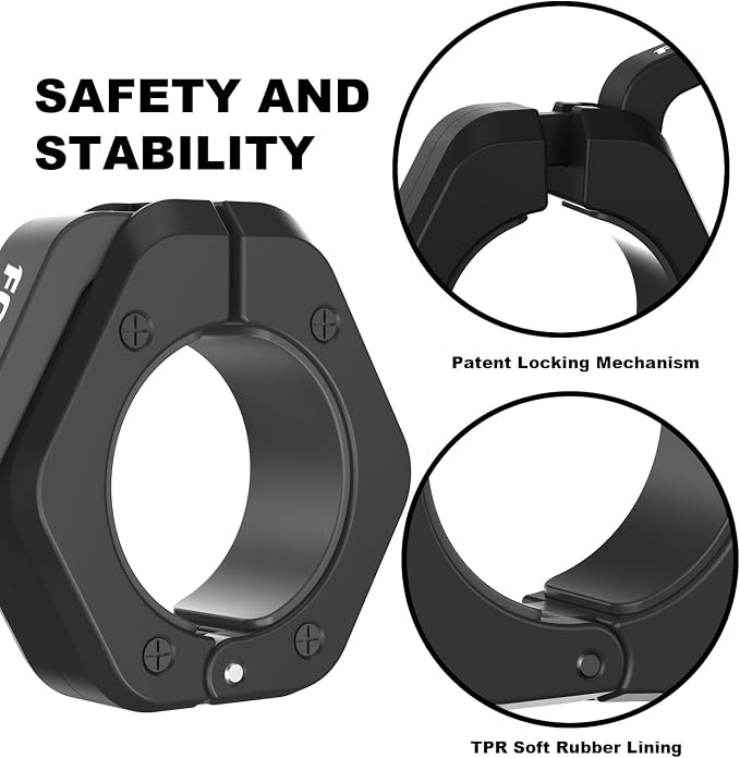 Barbell Clips (Pair), Barbell Clamps, Quick Release Olympic Barbell Clamps with Anti Slip TPR Grip, Barbell Collars for Secure Weightlifting & Powerlifting