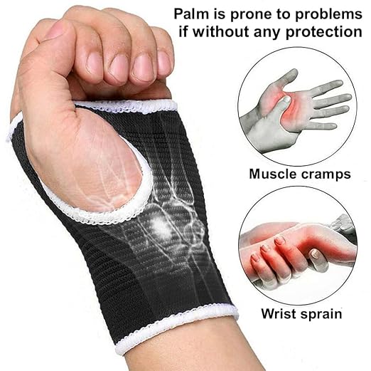 Palm Brace Wrist Compression Sleeves, Everyday Use Wrist Brace, Compression Carpal Tunnel for Wrist Pain Relief, Fitness Gloves, Sports compression Glove, Wrist guard for Men and Women (White edged Black)