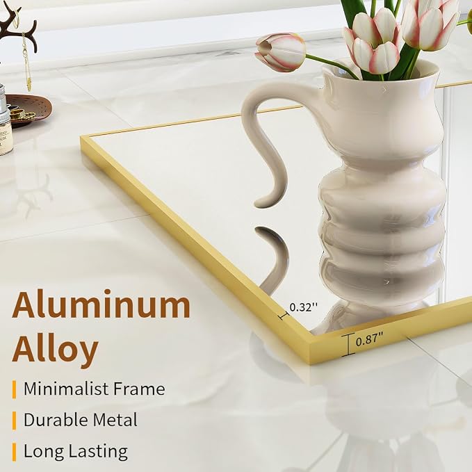 VooBang Oversized Full Length Mirror, 86" x 40" Floor Mirror with Stand, Aluminum Alloy Frame Full Body Mirror, Standing Hanging or Leaning Against Wall Bedroom Living Room, Gold