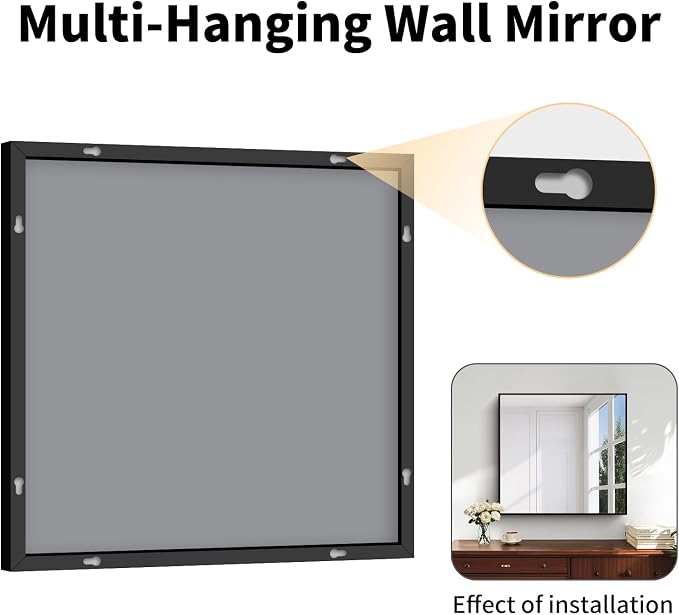 Koonmi Black Bathroom Mirror for Over Sink,Metal Framed 30"x30" Wall Mirror