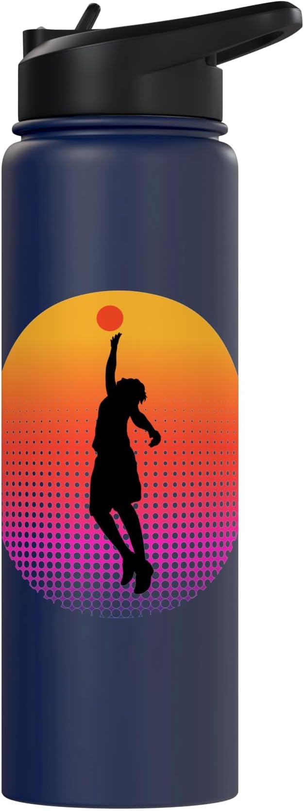 Basketball Game Hoop Slam Dunk Ball Retro Sunset Player Gift Stainless Steel Insulated Water Bottle