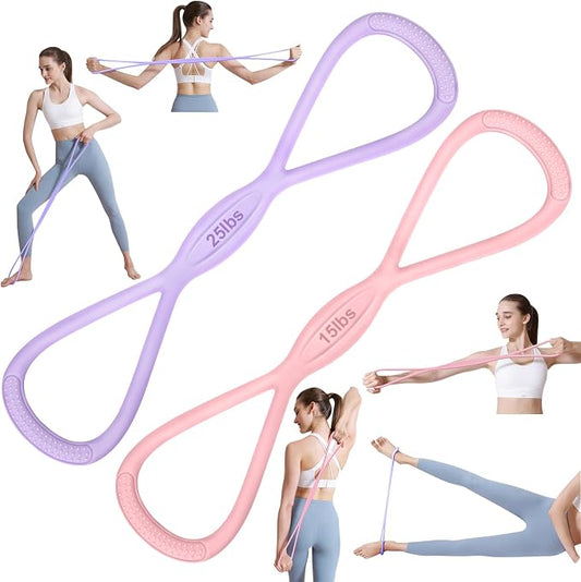 Figure 8 Resistance Band: Resistance Bands with Handles for Working Out - 8 Shaped Resistance Bands for Women - Exercise Bands for Arms - Fullbody Yoga Pulling Rope
