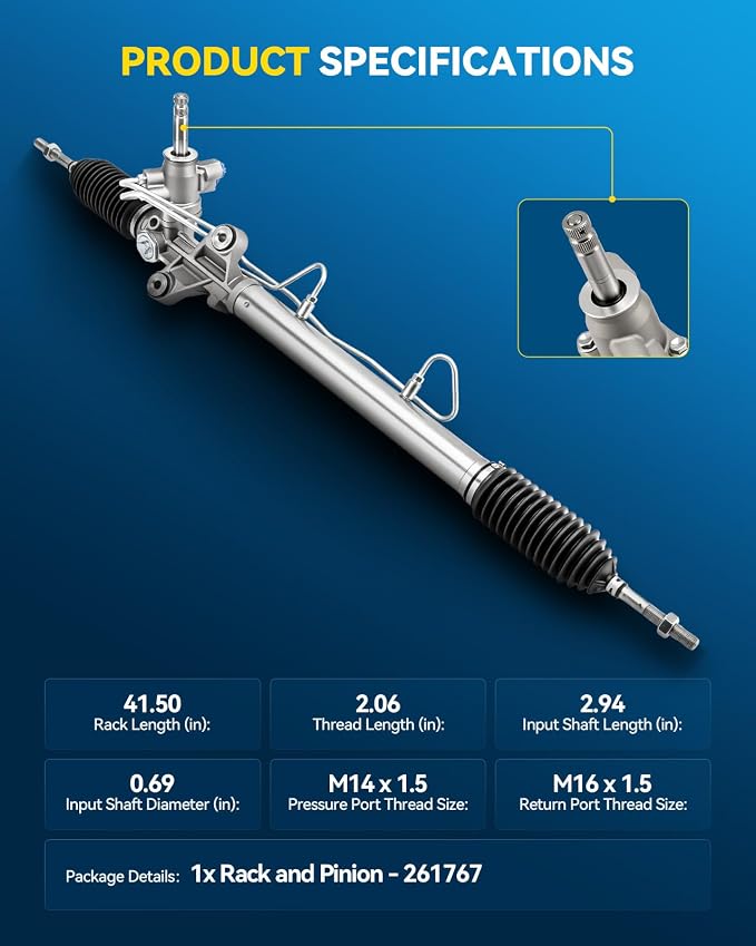 PHILTOP Power Steering Rack and Pinion Assembly for Integra, Civic del Sol | 1994-2001 Integra, 1994-1997 Civic del Sol Replace No.53010SR3010, 261767, 53010ST0000, 53010ST7J61, 53601ST7A61