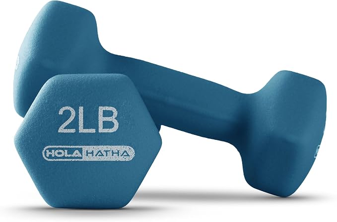 HolaHatha 1, 2 and 3 lb Neoprene Dumbbell Strength Training Weight Set with Rack