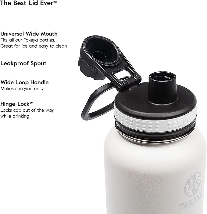 Takeya Originals 32 oz Vacuum Insulated Stainless Steel Water Bottle - Leakproof & BPA-Free Spout Lid - Keeps Drinks Cold 24 Hrs/Hot 12 Hrs - Double-Wall Design - Ideal for Active Lifestyles, Navy