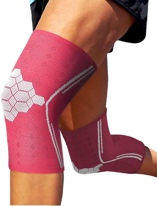 Sparthos Knee Brace for Men, Knee Compression Sleeve for Women - Pink-M