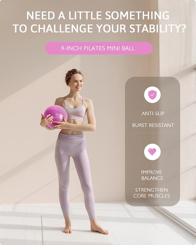 Pilates Ring Set 14" Magic Circle, 9" Mini Ball, Resistance Bands | Foam-Padded Fiberglass Pilates Ring, 400 lb Anti-Burst Ball, Latex Bands, Guide & Bag, Pilates Equipment Kit for Home Workout