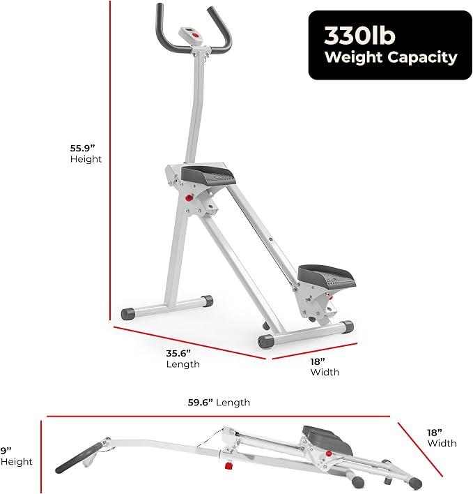 Sunny Health & Fitness Stair Stepper for Home | SunnyFit App Connection, Long Stride Length, Home Gym Exercise, Compact Foldable, Leg and Glute Training