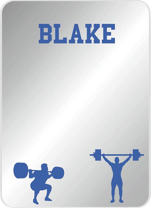 Personalized Sports Player Fan Team Club Locker Mirror Magnet – Back to School Decor, Colorful Magnetic Organizer Accessory for Gym, Home, Office & Refrigerator (Weightlifting Male)