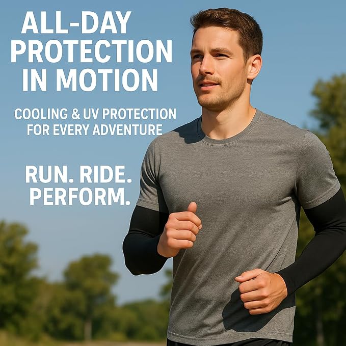 Cooling Arm Sleeves for Men & Women, UPF 50+ UV Protection | Wrist-length UPF 50+ arm sleeves for work, driving, gardening and sports; 88% nylon/12% spandex; 1 pair.