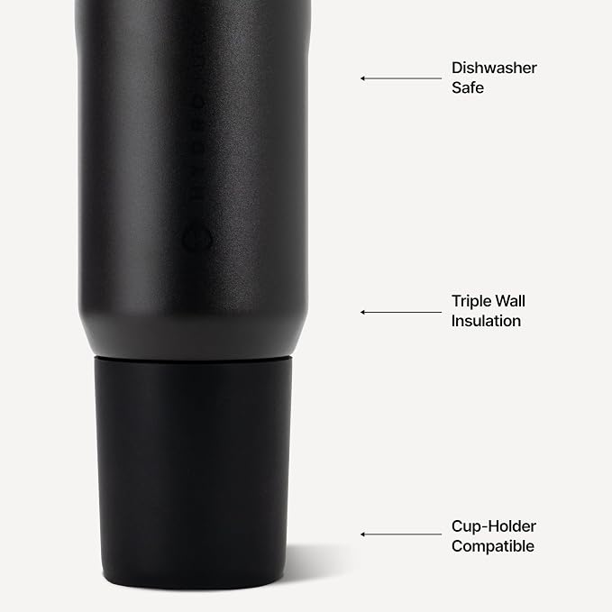 HydroJug Sport 20 oz Insulated Stainless Steel Water Bottle, Black