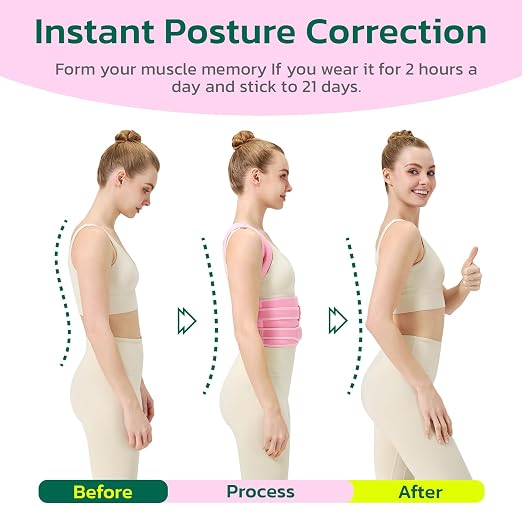 Back Brace Posture Corrector for Women, Upgraded Upper Back Support – Helps Neck, Shoulder & Back Pain Relief, Comfortable Spine Support Belt for Office, Work and Home Daily Use