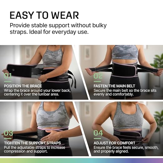 Modvel Back Brace for Lower Back Pain Women and Men – Lumbar Support Belt for Sciatica, Herniated Disc, Muscle Strain – Adjustable Breathable Work Brace with 6 Stays – Support for Posture