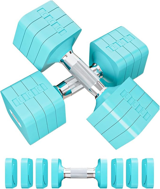 Adjustable Dumbbell Set for Women Men 7.5LB/10LB/15LB/20LB/25LB Each | Dumbbells Set of 2, Free Weight Set at Home Gym, Hand Weights with Locking/Metal Handle for Exercise Muscle Toning Rehab