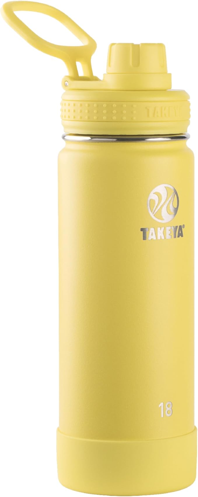 Takeya Actives Insulated Stainless Steel Water Bottle with Spout Lid, 18 Ounce, Canary