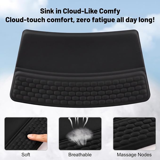 Keyboard Stand with Wrist Rest，Ergonomic Keyboard Riser Holder Lifter Tray | Black，Computer Wrist Support Pad，Ergonomic Keyboard stand for desk，Soft Memory Foam Desk Cushion，Non-Slip