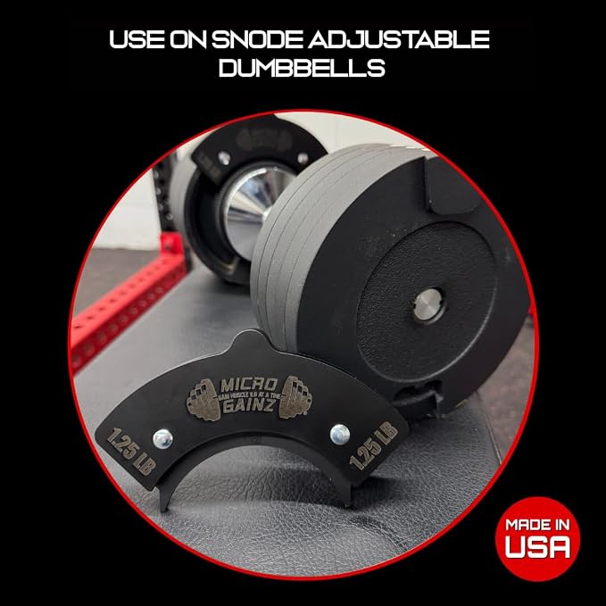 Micro Gainz 1.25LB Magnetic Weight Attachment for Snode Adjustable Dumbbells, Choose 4 or 8 Piece Magnetic Weight Plates, Ideal for Micro Loading Dumbbells, Made in USA