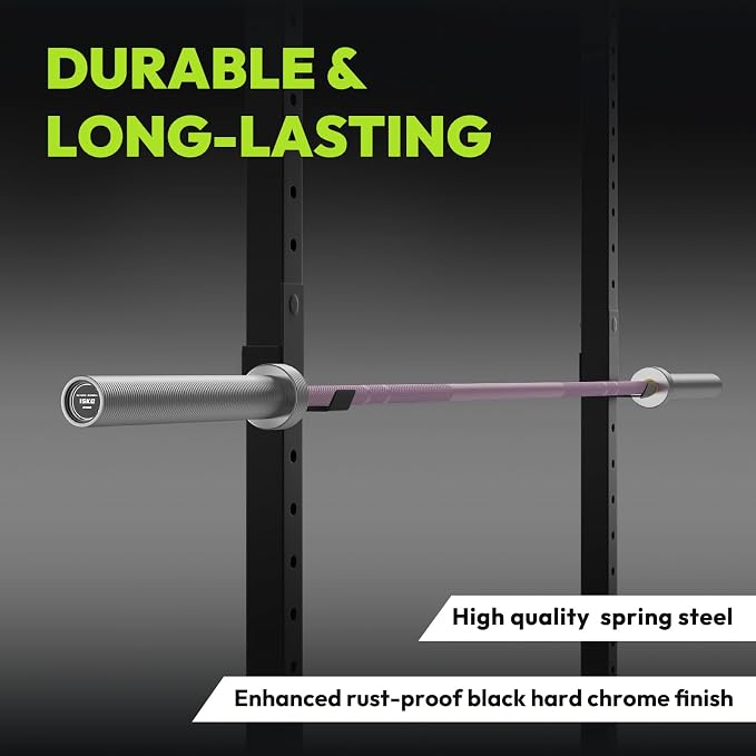 HANDBODE 35 lb Olympic Barbell 6.5 ft, 2 Inch Womens Bars, 1000 lb Capacity | Spring Steel Construction, Knurled Grip, Weightlifting, Bench Press, Deadlift, Squat, Home Gym Strength Training