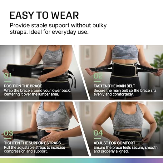 Modvel Back Brace for Lower Back Pain Women and Men – Lumbar Support Belt for Sciatica, Herniated Disc, Muscle Strain – Adjustable Breathable Work Brace with 6 Stays – Support for Posture