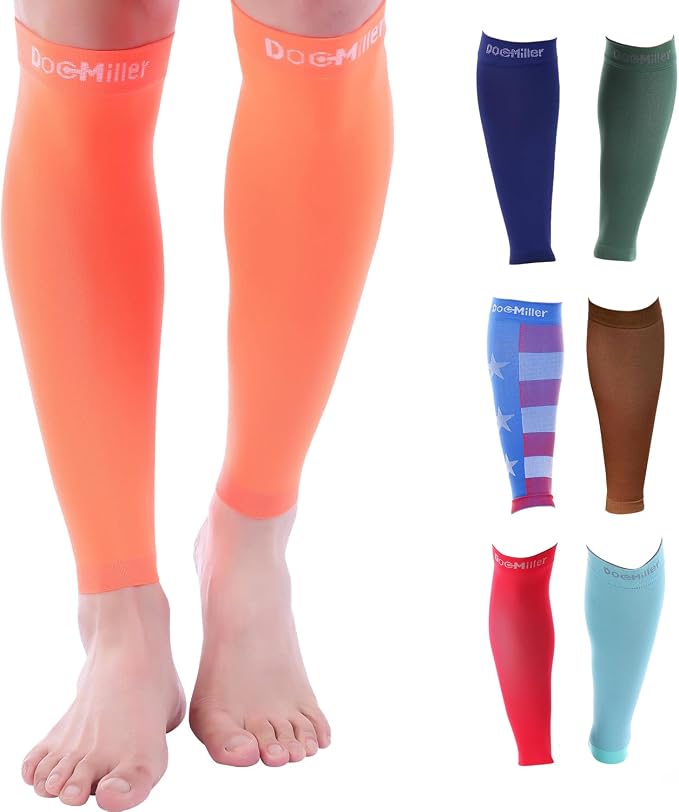 Doc Miller Compression Calf Sleeve for Men & Women, 20-30mmHg | Graduated Support for Running, Shin Splints, Calf Strain, Knee High, Small to 6XL Plus Size