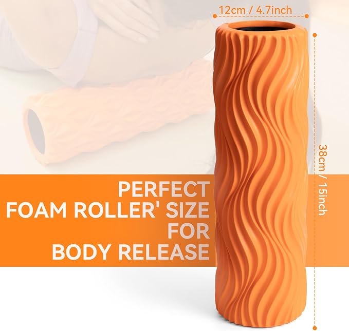 SUBCULTUREPICK Foam Roller Muscle Massage Roller for Back Pain & Stretching | Ergonomic Wide Wave Textured - Deep Muscle Massager for Pilates Yoga, Athletics, Fitness Exercise Roller for Whole Body