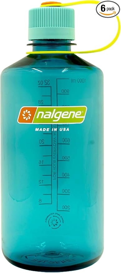 Nalgene Leak Proof Tritan BPA-Free Water Bottle - 32 oz Narrow Mouth - Made in the USA for Outdoor Use & Daily Hydration (Cerulean) (Pack of 6)