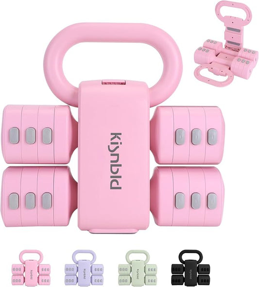kisnbld Adjustable Dumbbell Set, 2-in-1 Dumbbells & Kettlebell,Hand Weights | 2.2-5.5lb Each Free Weights for Women Beginners with Fast Adjustment,Weights Set for Home Gym & Outdoor Exercise Training