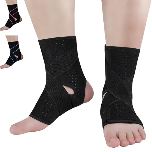 Vinaco 2 pack Ankle Brace with adustable compression for Sprained Ankle | Perforated Quick-Dry Fabric, Crisscross Reinforcement Straps, Fits Both Foot, Adjustable Tension for Sports & Injury Recovery
