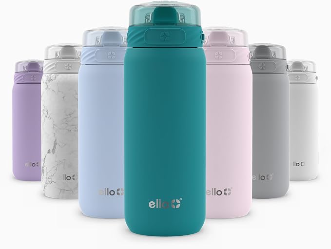 Ello Cooper 18oz Insulated Stainless Kids Water Bottle with Straw, Antigua | Leakproof kids water bottle with straw and carry handle. BPA-free, keeps drinks cold 23 hours, backpack friendly for school.