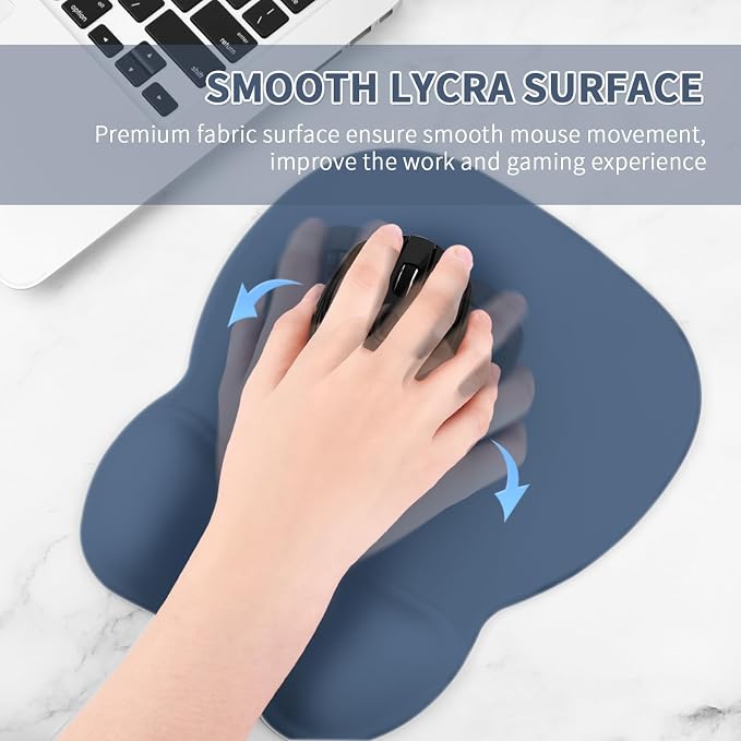 EooCoo Ergonomic Mouse Pad with Wrist Rest, Memory Foam Support Mousepad | Non-Slip Base for Computer, Cafe, Home & Office, 9.64 x 8.26 in Office Desk Accessories, Carpal Tunnel Relief