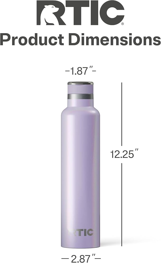 RTIC 26oz Journey Water Bottle, Ceramic Lined, Lavender Glitter | Stainless Steel Metal, Insulated for Hot and Cold Drinks, Sports, Travel and Camping