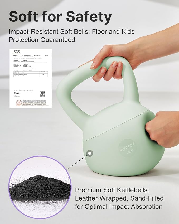 YOTTOY Soft Kettlebell,Kettlebell Anti-Slip Grip Weight for Home Workouts, Kettlebells Set Strength and Safety Guaranteed