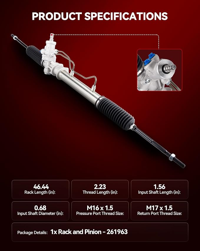 Torchbeam Power Steering Rack and Pinion Compatible with Corolla 1994-2002 Corolla Sedan 1993 1.8L Corolla Base 1993 1.6L Prizm 1993-2002 Replace 26-1963, 261963, 45503-19215, 4425002010, 4425002020