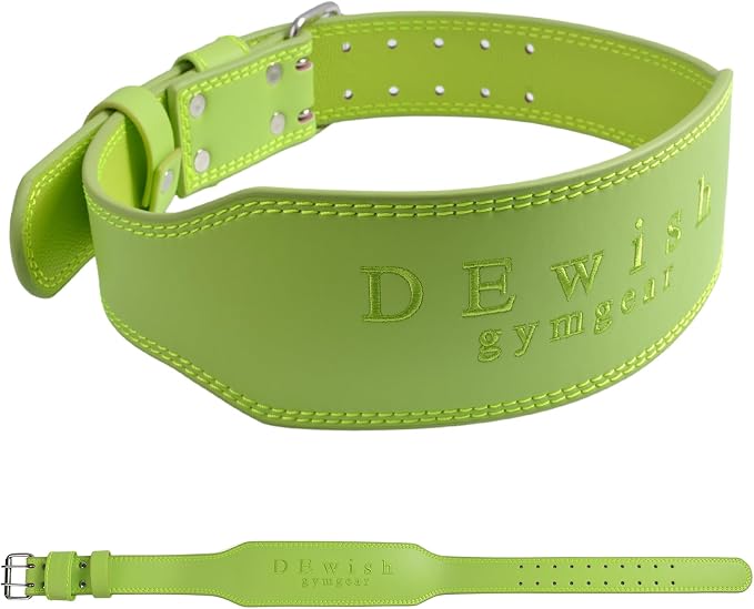 Leather Weightlifting Belt, 10 Adjustable Holes, 4”Width, Double Prong Power Belt for Gym Bodybuilding, weightlifting, powerlifting, squats and deadlifts