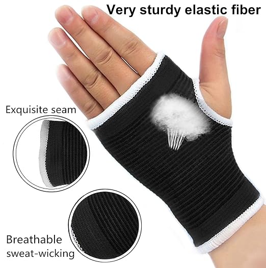 Palm Brace Wrist Compression Sleeves, Everyday Use Wrist Brace, Compression Carpal Tunnel for Wrist Pain Relief, Fitness Gloves, Sports compression Glove, Wrist guard for Men and Women (White edged Black)