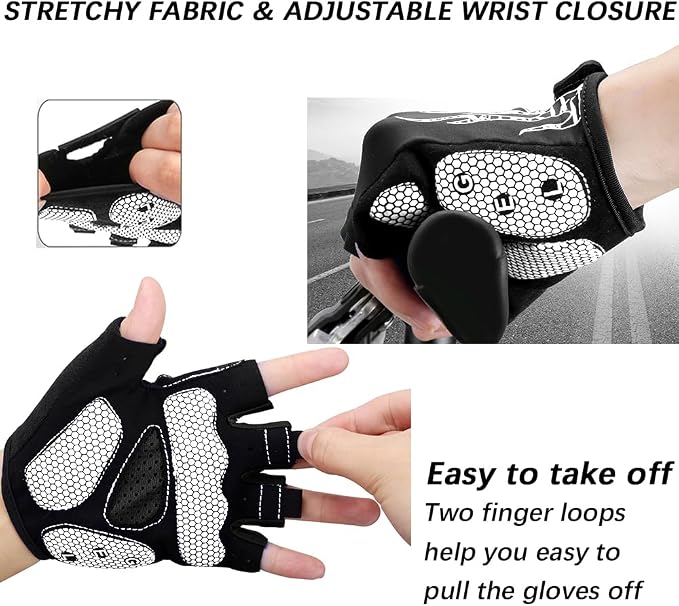 Cycling Gloves Bike Bicycle Gloves, Half Finger 5MM Gel Anti-Slip | Biking Gloves for Men Women Gym workout exercise Motorcycle Hiking Rowing Outdoor Sports