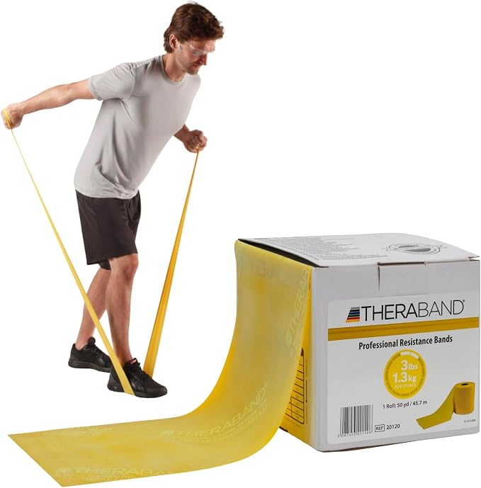 THERABAND Resistance Band, 50-Yard Roll, Latex Elastic Band for Exercise, Stretching, Physical Therapy, Yoga, Pilates, Home Workouts, Cut-to-Length, Color-Coded Levels