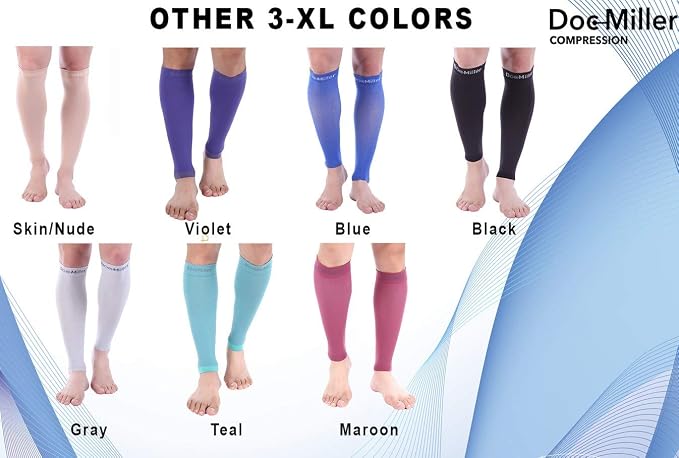 Doc Miller Compression Calf Sleeve for Men & Women, 20-30mmHg | Graduated Support for Running, Shin Splints, Calf Strain, Knee High, Small to 6XL Plus Size