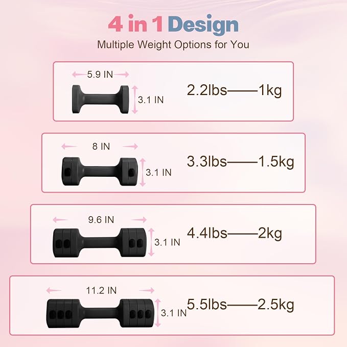 kisnbld Adjustable Dumbbell Set, 2-in-1 Dumbbells & Kettlebell,Hand Weights | 2.2-5.5lb Each Free Weights for Women Beginners with Fast Adjustment,Weights Set for Home Gym & Outdoor Exercise Training